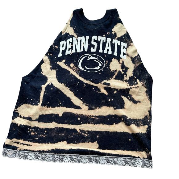 Penn State Distressed Bleached Lace Trimmed Woman Tank Top - Picture 1 of 5